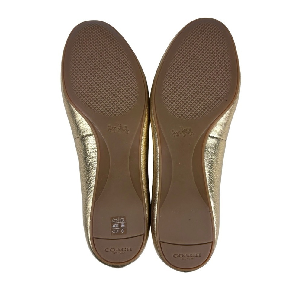 COACH LARA Q8259 METALLIC TUMBLED GOLD ROUND TOE HOLIDAY CLASSIC BALLERINA FLAT - Picture 5 of 13